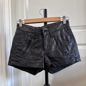 Rag & Bone for Intermix black leather quilted shorts